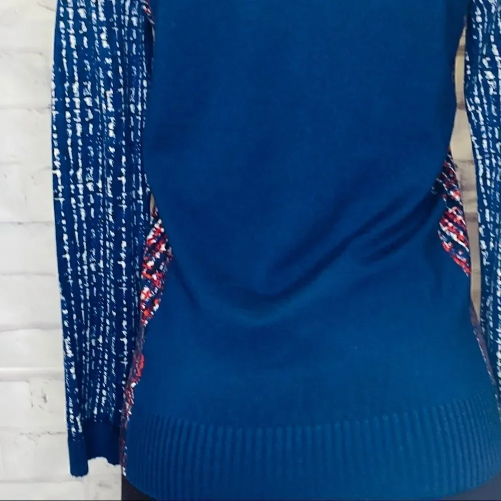 TORY BURCH Printed Wool Crew Neck Sweater M